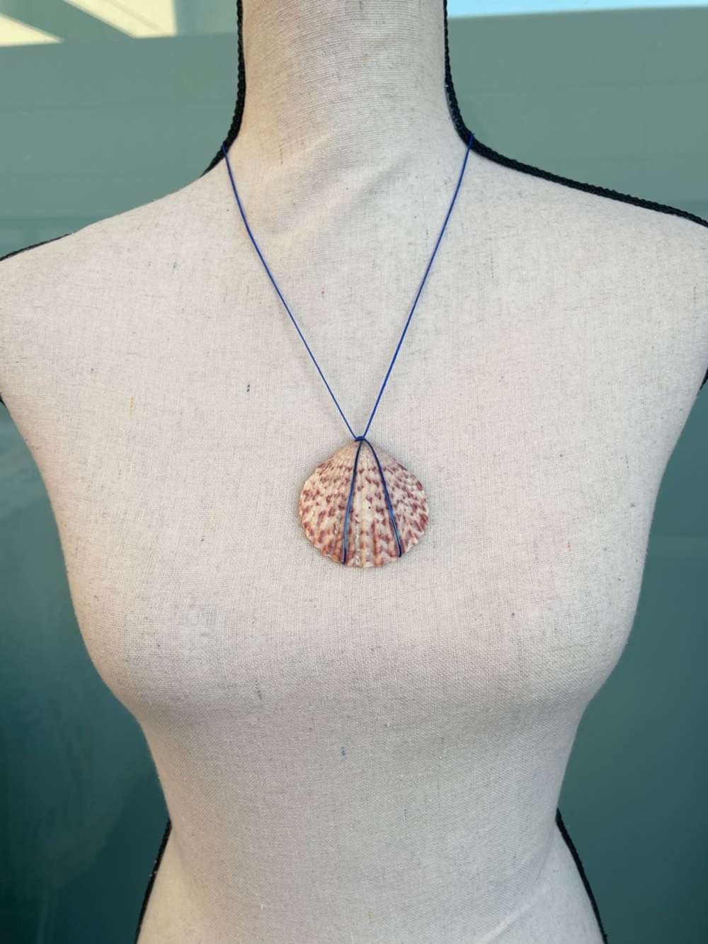 Handmade Burgundy Seashell Wire Wrapped Necklace on a Nylon Cord